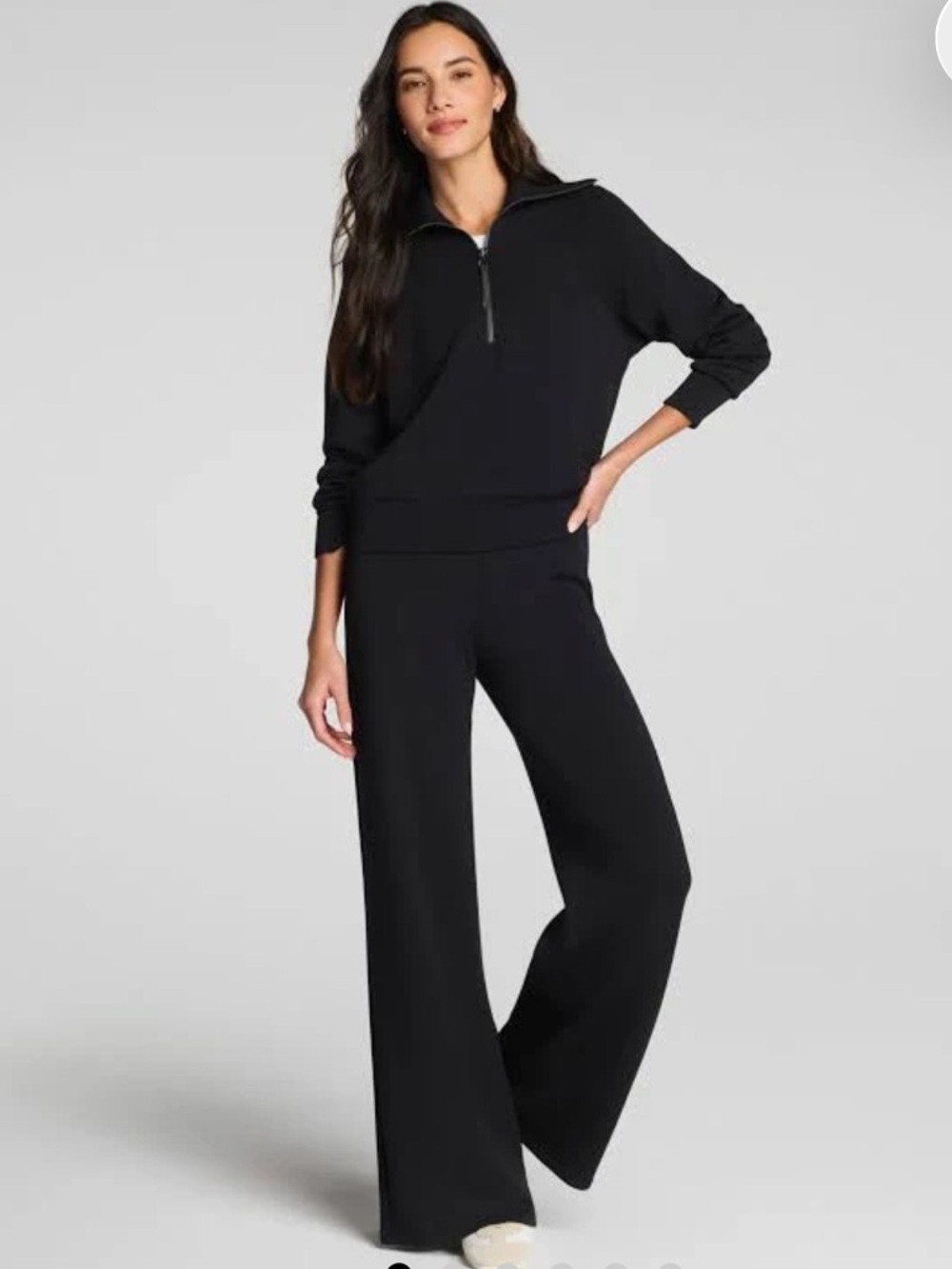 SPANX Black Wide Leg High Rise Pants Very Soft Stretch Pull On Size M